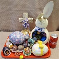 Tray of Pysanky, Ceramic, Decorative Eggs
