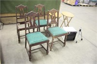 (4) Vintage Dining Room Chairs, (2) Folding Tables
