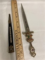 Decorative letter opener with sheath from Spain