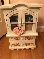 Miniature Hand Painted Fruit Decorated Cabinet