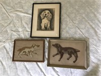 Lot of 3 Framed Animal Pictures