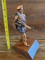 Vintage 1960's Bronze Cast Paratrooper Statue, Hea