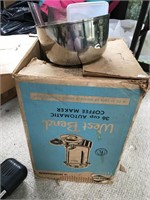 West Bend Coffee Maker (with box) and misc.