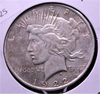 1922 PEACE DOLLAR AU