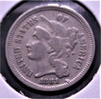1881 3 CENT PIECE VF