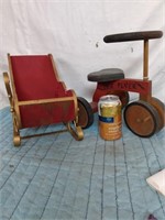 WOODEN SLED AND BIKE