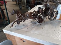 cast iron amish buggy and horse