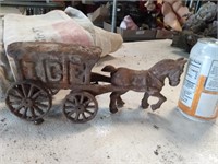 CAST IRON ICE WAGON AND HORSE