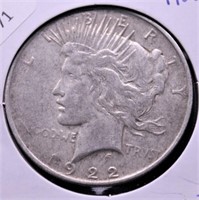 1922 PEACE DOLLAR XF