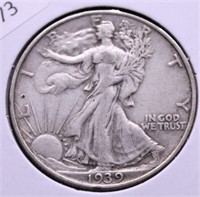 1939 WALKING HALF DOLLAR XF