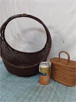 2 OLD WOVEN BASKETS