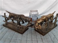 HUNTING DOGS WITH BIRDS BOOKENDS VINTAGE