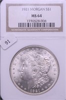 1921 MORGAN DOLLAR NGC MS64