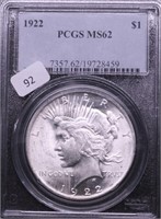 1922 PCGS MS62 PEACE DOLLAR