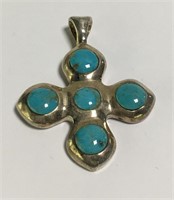 Sterling Silver And Turquoise Pendant, Barse