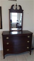 Vintage Solid Wood Dresser w/ Mirror J