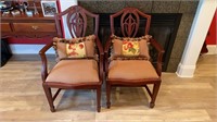 Two Wood Arm Chairs