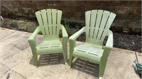 2 Green Adirondack Chairs. Plastic
