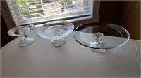 Set of 3 Glass Cake / Pie Stands