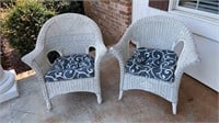 Pair of White Wicker Chairs