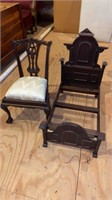 Antique Doll Chair and Bed