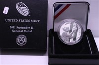 PROOF SEPT 11 NATIONAL MEDAL W BOX PAPERS