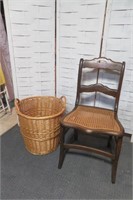 Cane Bottom Chair with Storage Basket