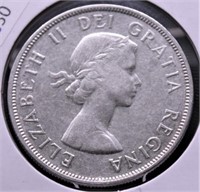 1958 CANADA SILVER DOLLAR AU