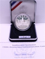 PROOF SMITHSONIAN SILVER DOLLAR W BOX PAPERS