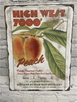Vintage "High West 7000 Peach Flavored Vodka" Sign