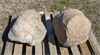 Two medium landscaping boulders