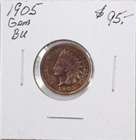 1905 Gem BU Indian Head One Cent Coin