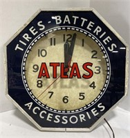 Vintage 1950s atlas octagon neon shop clock.
