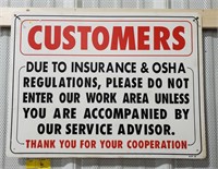 Plastic Customers Osha Work Sign reads "Customers