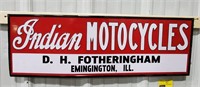 Embossed Indian Motorcycles Adv. Sign from D.H