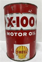 Vintage shell 5 qt metal x-100 Motor oil
