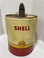 Vintage shell 5 gallon oil container
