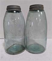 Vintage Blue Ball Mason Zinc Lid Jars, bidding on