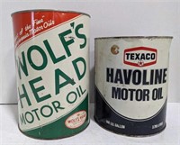 Vintage Metal Wolf's Head 5 quart motor oil can