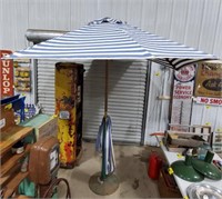 Blue & White Stripped Umbrella with stand