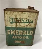 Vintage Sinclair 2 gallon emerald auto oil can