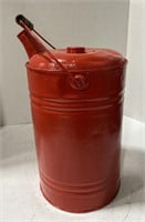 Red painted oil can