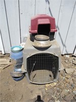 Dog Kennel, Dog House, Food & Water Dishes
