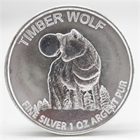 One Troy Ounce Timber Wolf .999 Fine Silver Round
