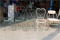 4 Metal Parlour Chairs & Folding Chair