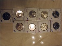 9 UNC. KENNEDY HALF DOLLARS