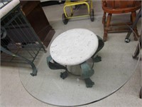 Wrought Iron & Stone Glass Coffee Table 39.5"R