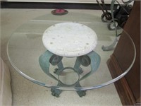 Wrought Iron Glass End Table 28"R