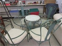 Wrought Iron Glass Kitchen Table W/Chairs 44"R