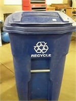 BLUE RECYCLING CAN ON WHEELS